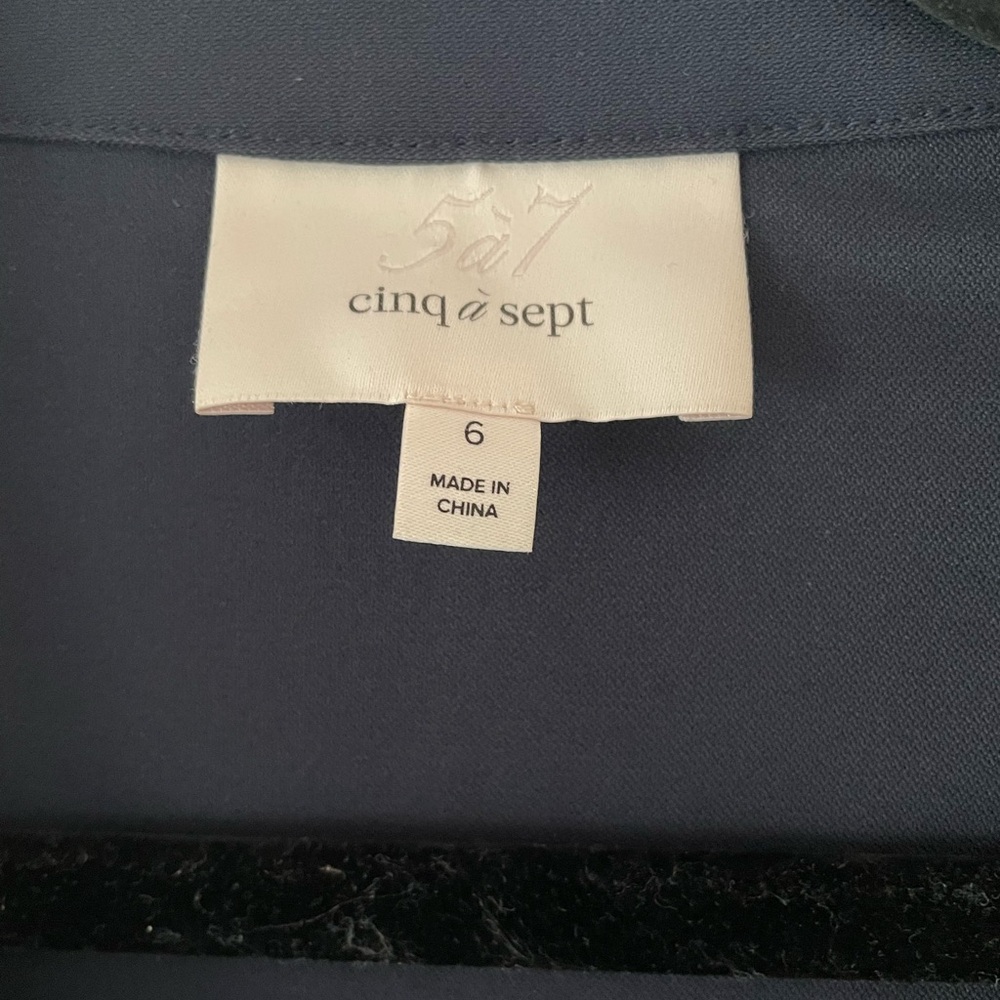 Cinq Γ Sept Dark Elina Gathered Mini-Shirtdress, Navy, Size 6 - Picture 9 of 10